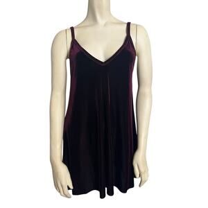 Boho Jane Velvet Sleeveless Slip Tank Dress Burgundy Women's S Party Sexy Flirty